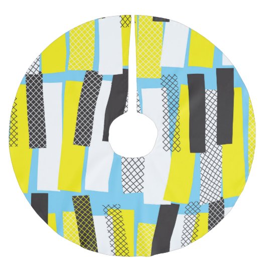 Jazz muziek, geel blauw geometrisch patroon. kerstboom rok (Voorkant)