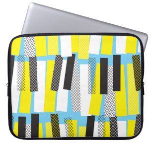 Jazz muziek, geel blauw geometrisch patroon. laptop sleeve