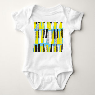 Jazz muziek, geel blauw geometrisch patroon. romper
