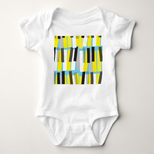 Jazz muziek, geel blauw geometrisch patroon. romper (Voorkant)