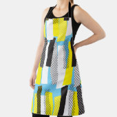 Jazz muziek, geel blauw geometrisch patroon. schort (Insitu)