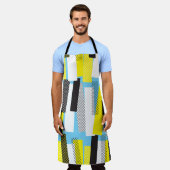 Jazz muziek, geel blauw geometrisch patroon. schort (Gedragen)