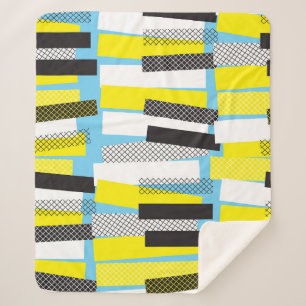 Jazz muziek, geel blauw geometrisch patroon. sherpa deken