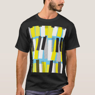 Jazz muziek, geel blauw geometrisch patroon. t-shirt