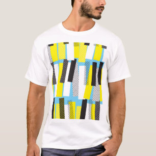 Jazz muziek, geel blauw geometrisch patroon. t-shirt