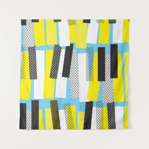 Jazz muziek, geel blauw geometrisch patroon. wandkleed