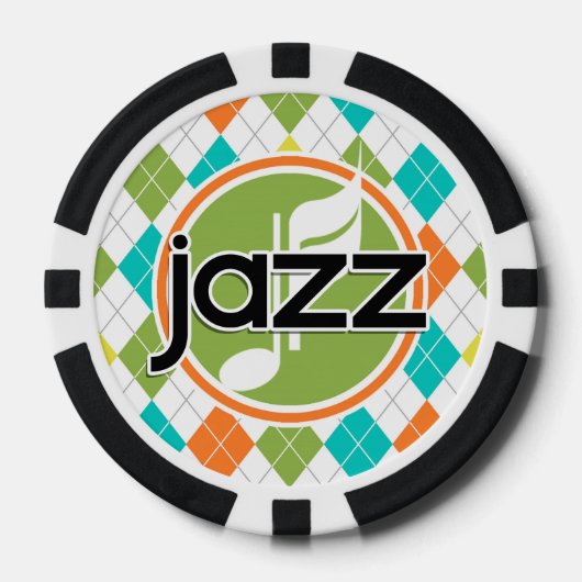 Jazz muziek; Kleurrijke Argyle Patroon Poker Chips (Voorkant)
