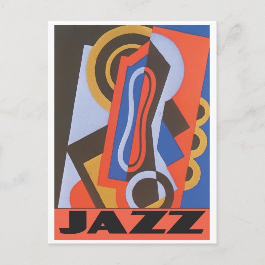 Jazz-muziek met kunstdecopatroon briefkaart (Voorkant)