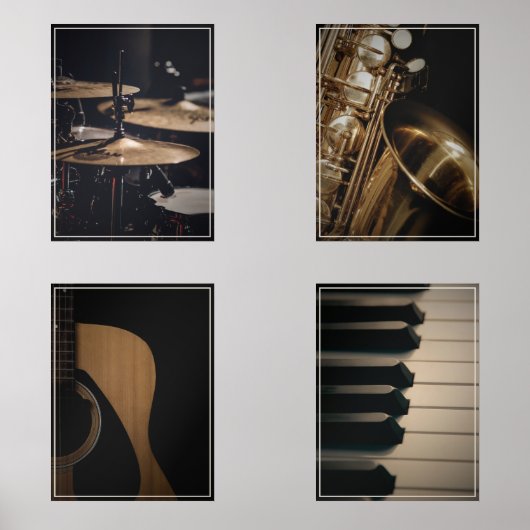 Jazz Muziek Nostalgie Print Set (Voorkant)