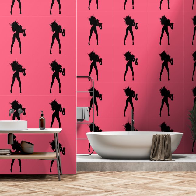Jazz Muziek Saxofoon Speler Vrouw Custom Kleur Roo Behang (Badkamer)
