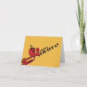 JAZZ MUZIEK TROMPET GELUKKIGE VERJAARDAG KAART