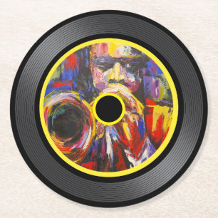 Jazz Muziek Vinylplaat Ronde Kartonnen Onderzetter