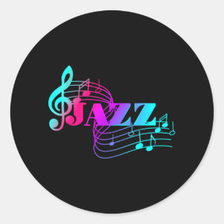 Jazz Muzikant kleurrijke bladmuziek Jazz Notes Ronde Sticker