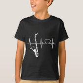 Jazz muzikant muziekgeschenken hartslag basklarine t-shirt (Voorkant)