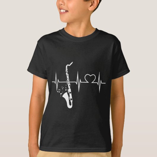 Jazz muzikant muziekgeschenken hartslag basklarine t-shirt (Voorkant)