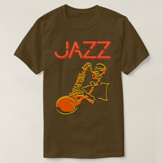 Jazz Neon teken met Sax Player 1 T-shirt (Design voorkant)