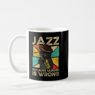 Jazz omdat moord verkeerd is... jazz kat saxophone koffiemok