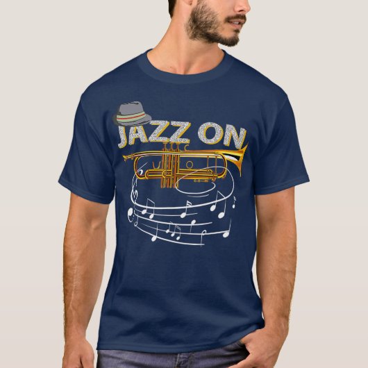  Jazz op Trumpet Player bladert muziek Jazz af T-shirt (Voorkant)
