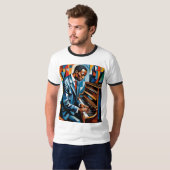 Jazz Pianist Abstract Art Tribute T-shirt (Voorkant volledig)