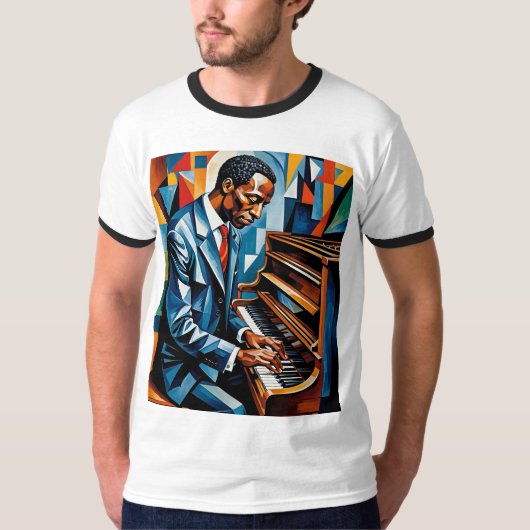 Jazz Pianist Abstract Art Tribute T-shirt (Voorkant)