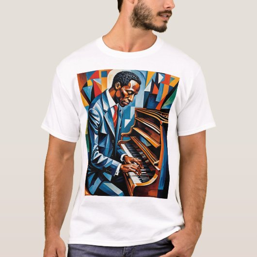 Jazz Pianist Abstract Musician Artistic Style T-sh T-shirt (Voorkant)