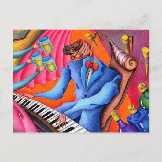 Jazz pianist briefkaart (Voorkant)