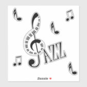 Jazz Piano G Clef en noten Sticker (Vel)