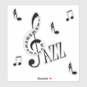 Jazz Piano G Clef en noten Sticker