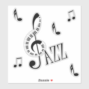 Jazz Piano G Clef en Notes Sticker
