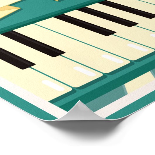 Jazz Piano Music Illustration Musical notes Poster (Hoek)