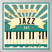 Jazz Piano Music Illustration Musical notes Poster (Voorkant)