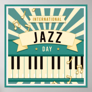 Jazz Piano Music Illustration Musical notes Poster