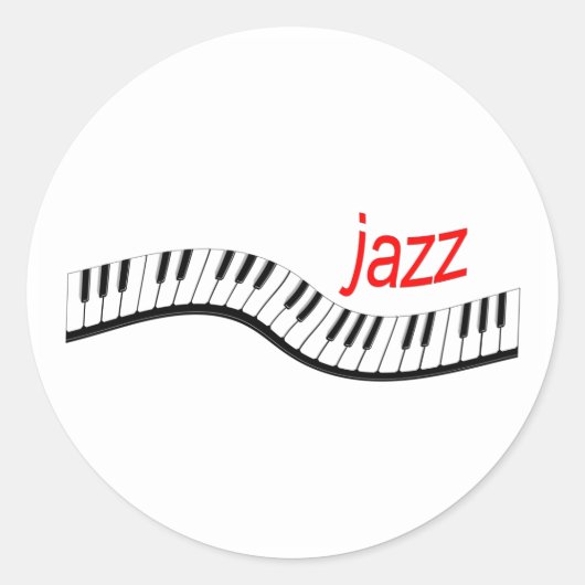 Jazz Piano Ronde Sticker (Voorkant)