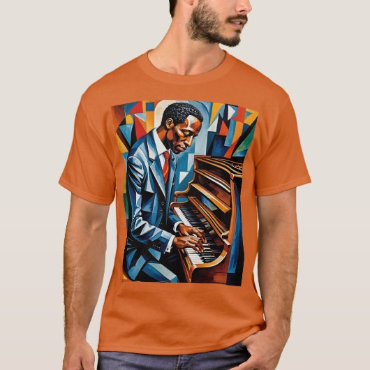 Jazz Pianospeler Abstract Art Shirt (Voorkant)