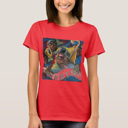 Jazz Quartet Musicians Folk Art T-shirt (Voorkant)