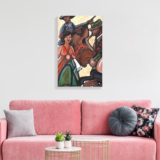 Jazz Quartet Stretched Canvas Print (Insitu (Woonkamer))