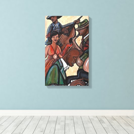 Jazz Quartet Stretched Canvas Print (Insitu (Houten vloer))