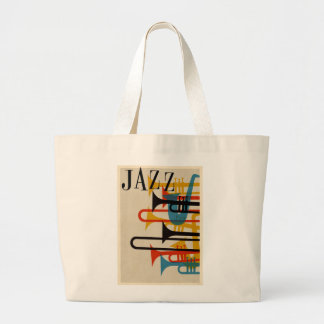Jazz retro jaren 1950 stijl poster Beatnik Midcent Grote Tote Bag