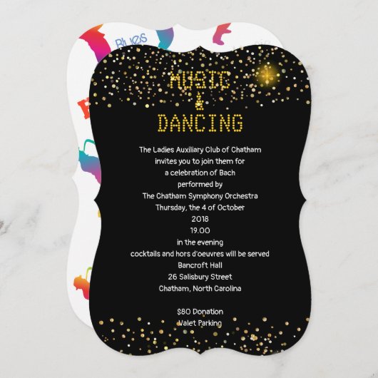 Jazz Retro Muziek & Dansen, Blues Party Saxofonist Kaart (Voorkant / Achterkant)