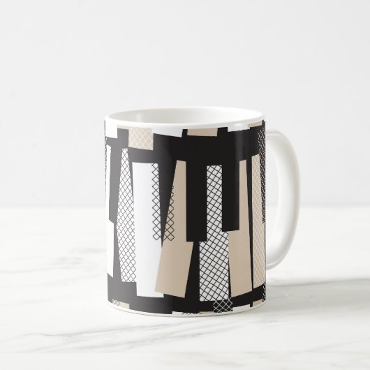 Jazz ritmes: Zwart Wit Geometrisch Koffiemok (Voorkant rechts)