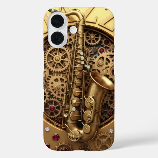 Jazz, Sax, Goud, Steampunk Art, Gouden luxe Case-Mate iPhone Case (Achterkant)