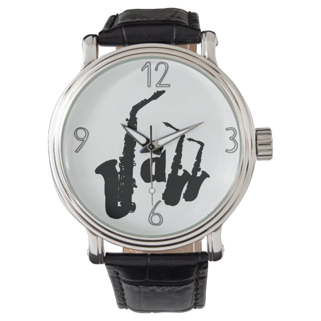 Jazz Sax Kies je kleur achtergrond 1 Horloge (Voorkant)