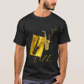 Jazz Sax Saxofoon Goud T-shirt (Voorkant)