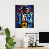 Jazz Sax Saxophone Musician Art Poster (Thuiskantoor)