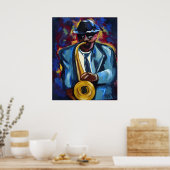 Jazz Sax Saxophone Musician Art Poster (Keuken)