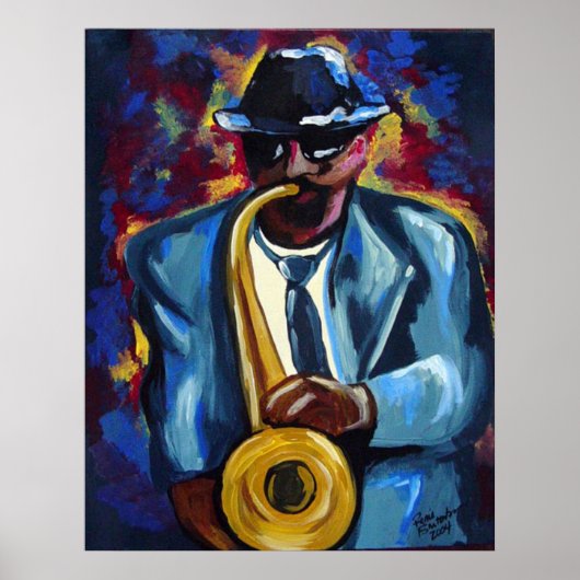 Jazz Sax Saxophone Musician Art Poster (Voorkant)