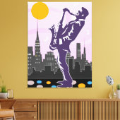 Jazz saxofonist canvas afdruk (Insitu (Woonkamer))