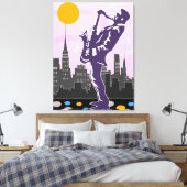 Jazz saxofonist canvas afdruk (Insitu (Slaapkamer))