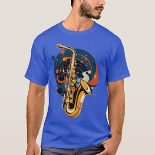 Jazz Saxofonist Kleurrijke Abstracte Kunst Muzikan T-shirt