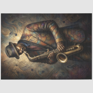 Jazz Saxofonist Portret Decoupage Tissuepapier